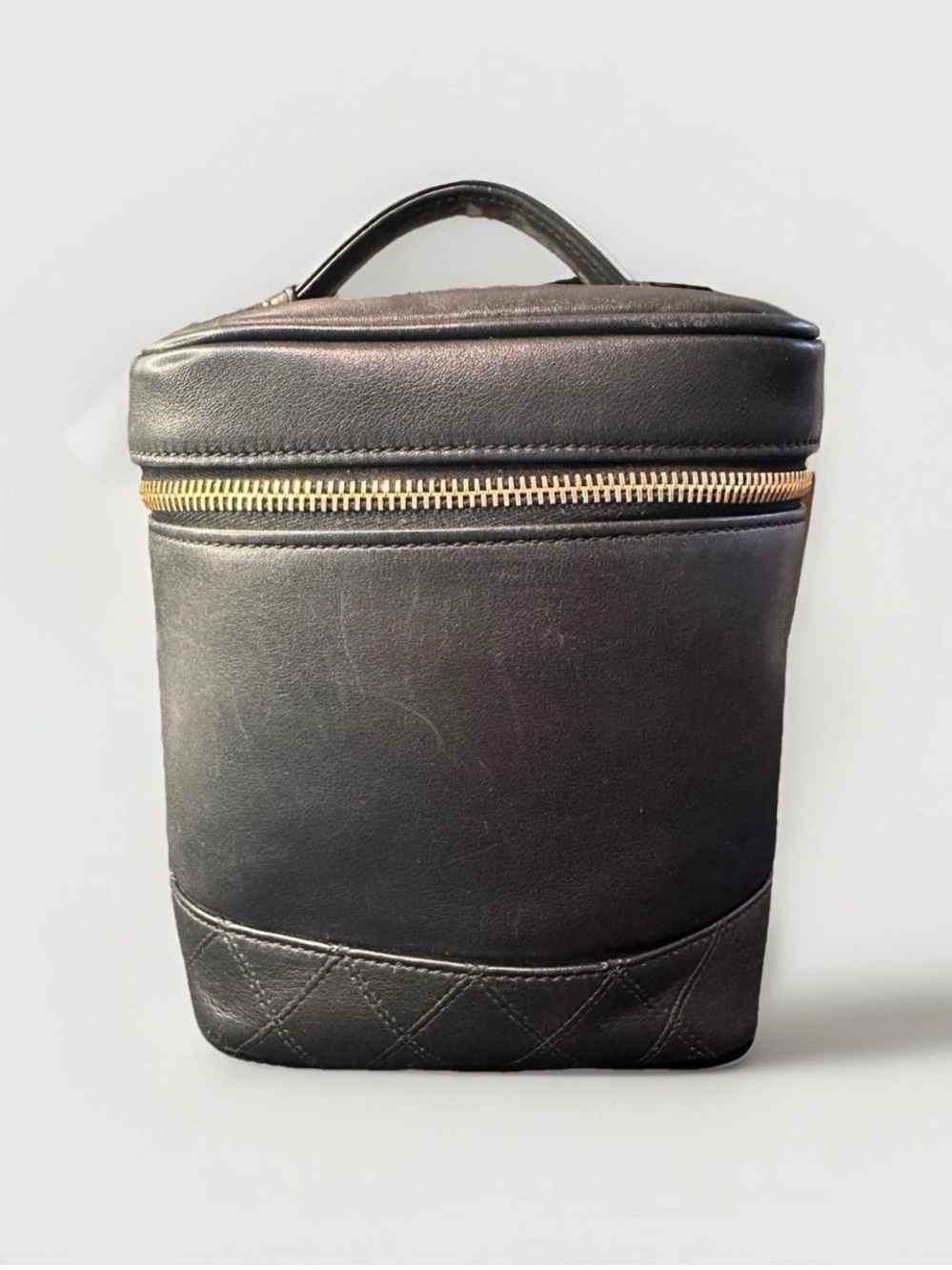 CHANEL Vintage Vanity Case Hand Bag Lambskin Leather Black - Picture 4 of 16